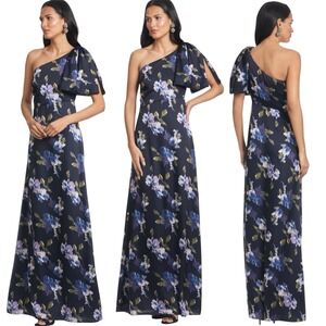Sachin & Babi floral gown.Chelsea Gown.One shoulder.Midnight Corsage.Sz 10.NWT